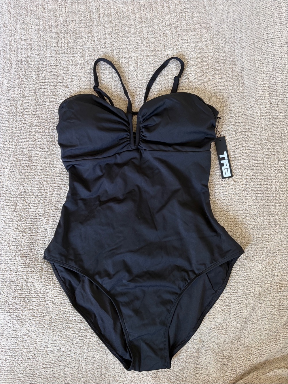 TA3 Converty black one piece swimsuit XL regular strapless halter shaping laceup - Picture 2 of 8